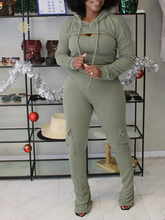 Cropped Hoodie & Cargo Jumpsuit Set Ins Street